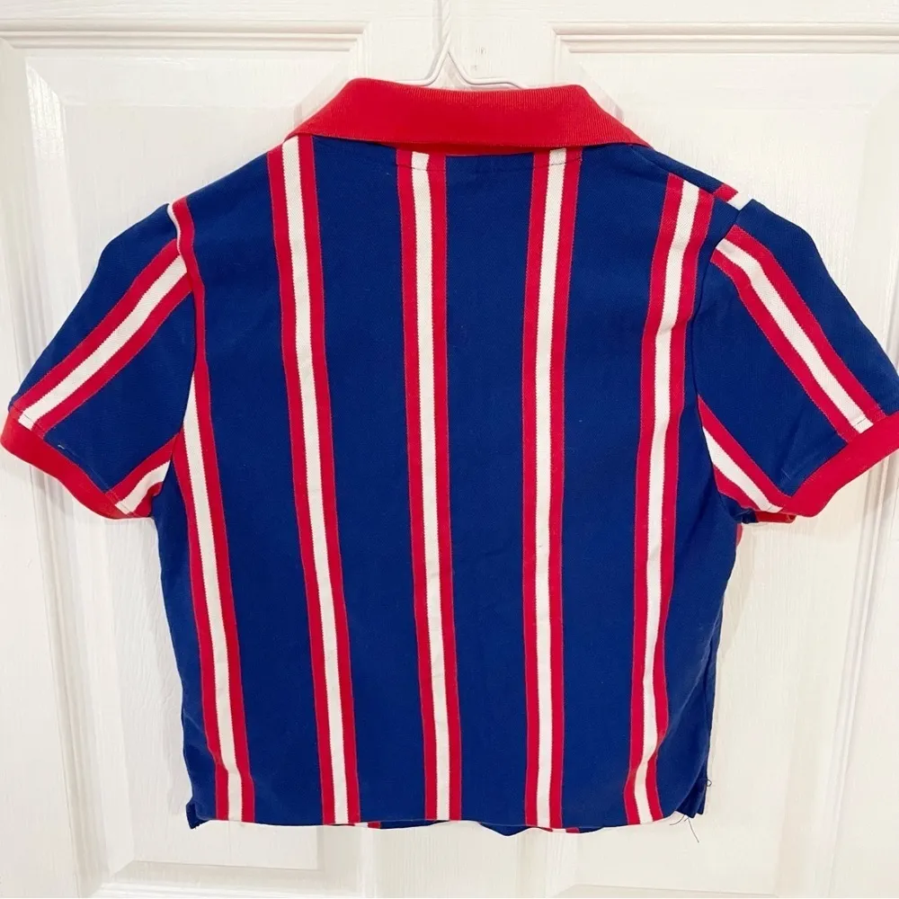 DISNEY X FOREVER 21 Goofy collared striped crop top M - Image 3