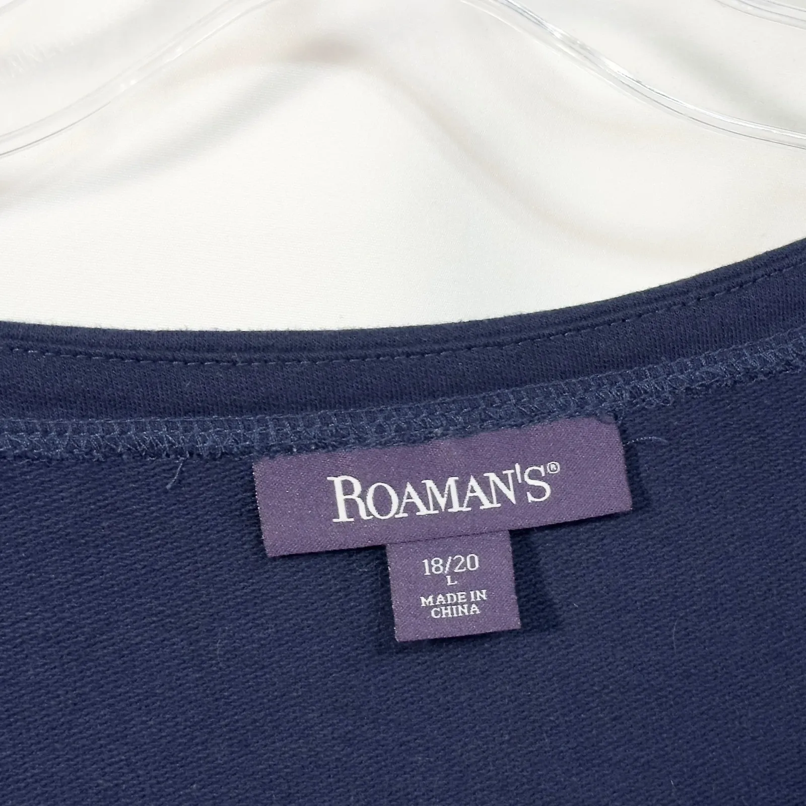 Roamans Plus Size 18W 20W Sweatshirt Top Rhinestone Sleeve Studded Blue 1070‎ - Image 9