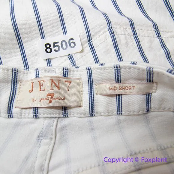 New! Jen 7 by 7 for all mankind shorts white‎ with blue stripes, women size 4 White - Image 8