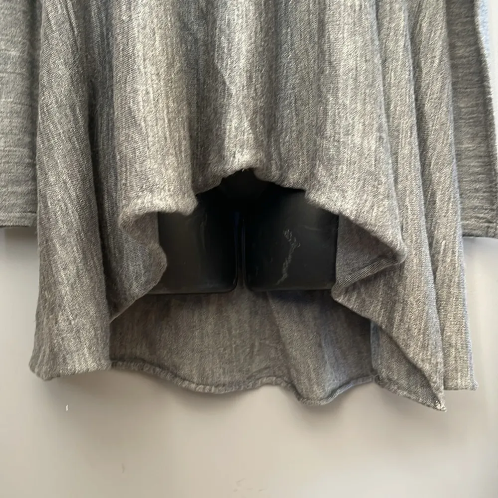 Lagenlook Tunic Sweater Top Wool Blend Gray Boho Log Sleeve Boat Neck High Low - Image 3