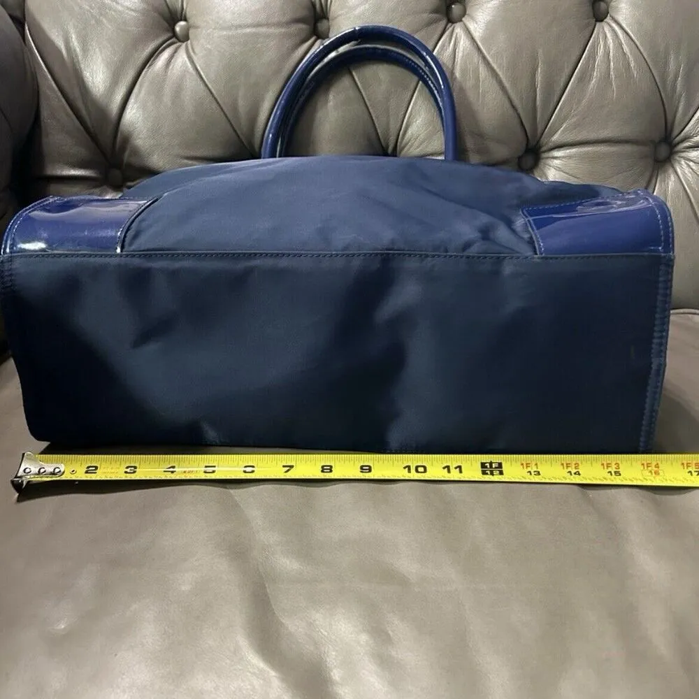 Tory Burch Large Navy Blue Ella Tote Bag nylon patent - Image 13