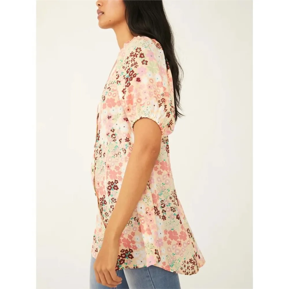 Free People Callie Printed Tunic Top in Vintage Combo Size M NWT - Image 3