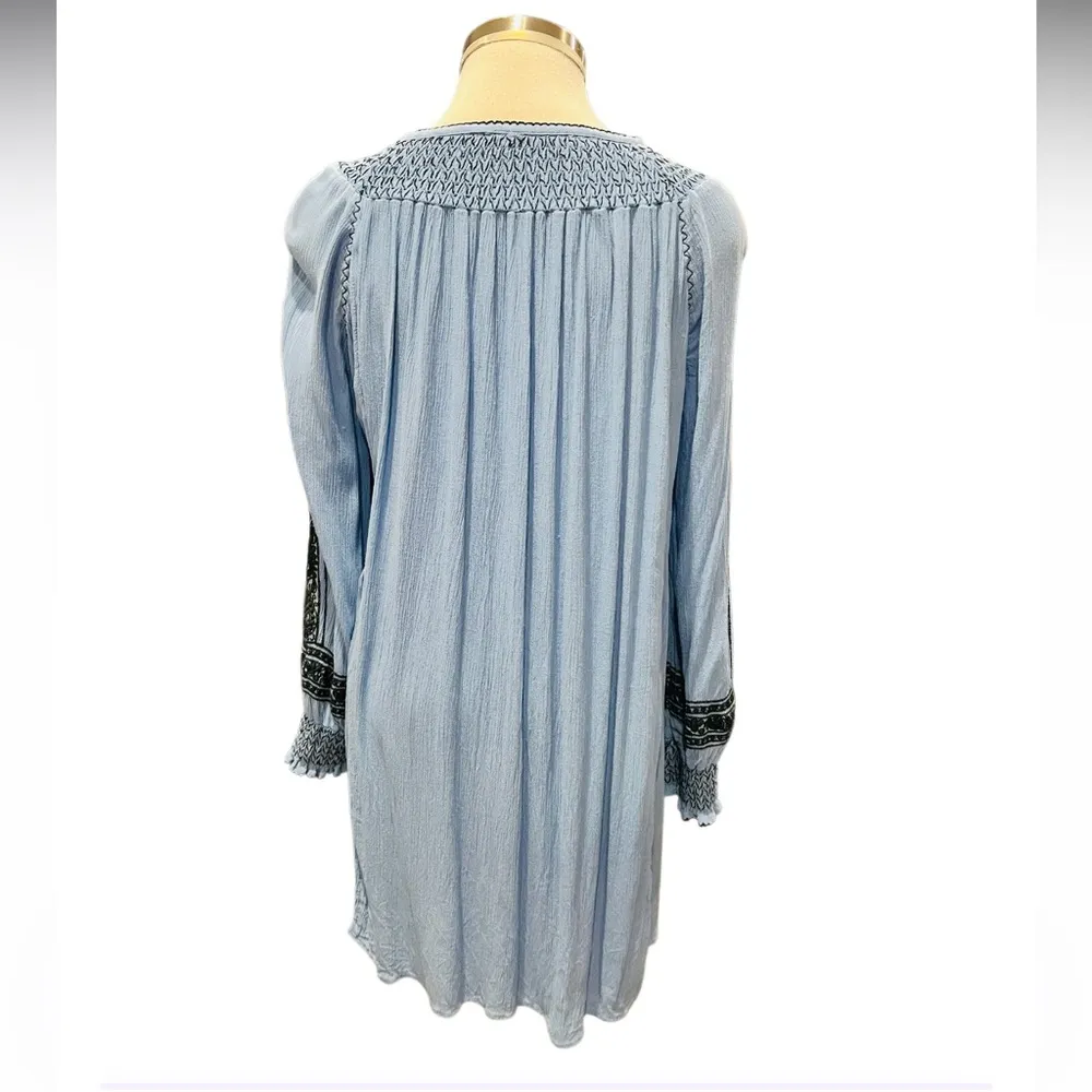 FREE PEOPLE Wind Willow Mini Dress River Skies Blue Size Small - Image 9