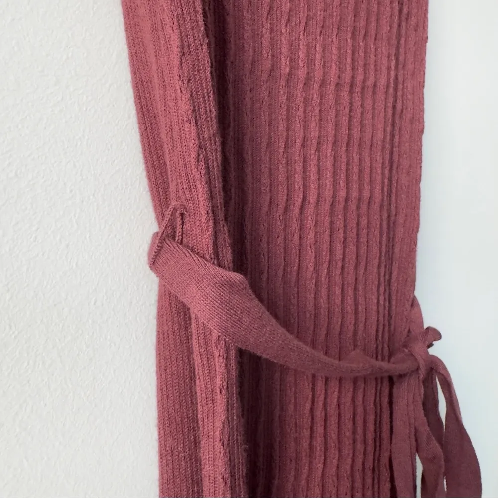 PAIGE Chocolate Wine Sleeveless knit Maxi Dress slit side waist tie bow L - Image 6