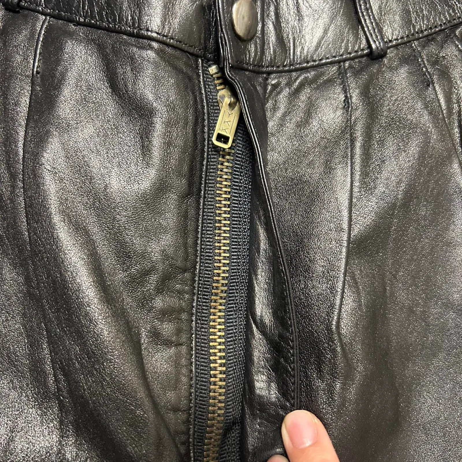 Tasmania leather straight leg pants 22x26 Black Size XS - Image 3