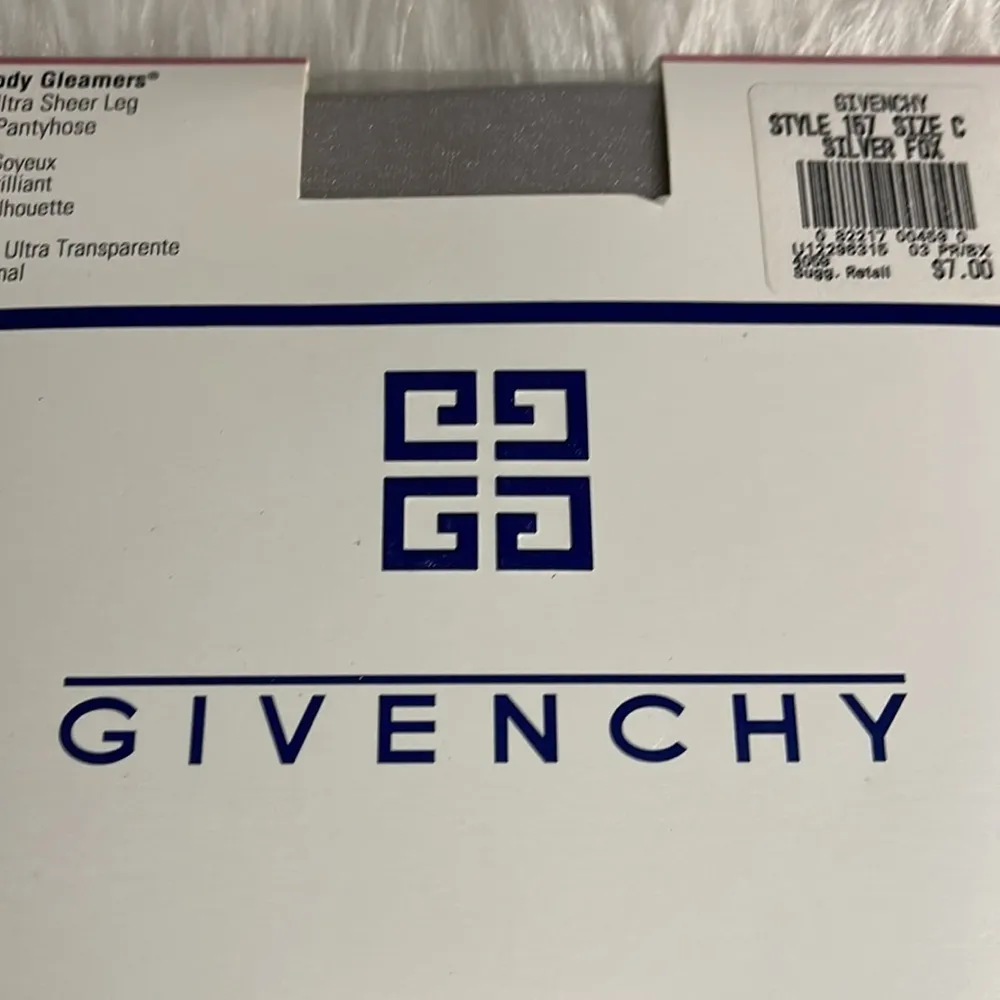 Givenchy Vintage Body Gleamers Shimmery Ultra Sheer Pantyhose Silver Fox Size C - Image 3
