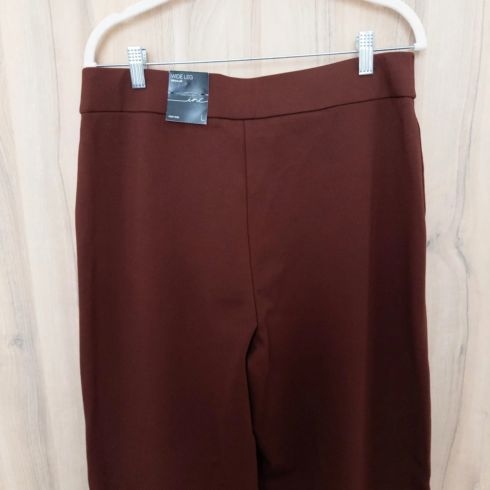 International Concepts Womens Wide Leg Pants Size L Brown Ponte Minimalist Chic Size L - Image 5