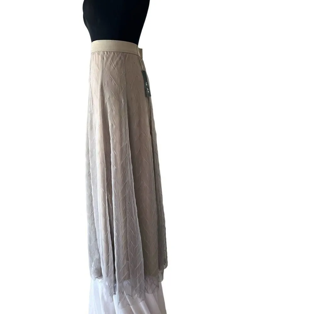 NIC + ZOE NWT MAXI ZIG ZAG TULLE SKIRT SIZE SMALL TAUPE - Image 4