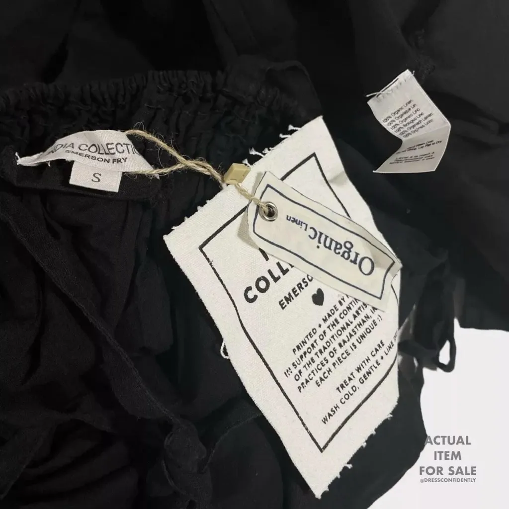 EMERSON FRY Cayman Organic Linen Midi Dress, Black, Small Black - Image 11