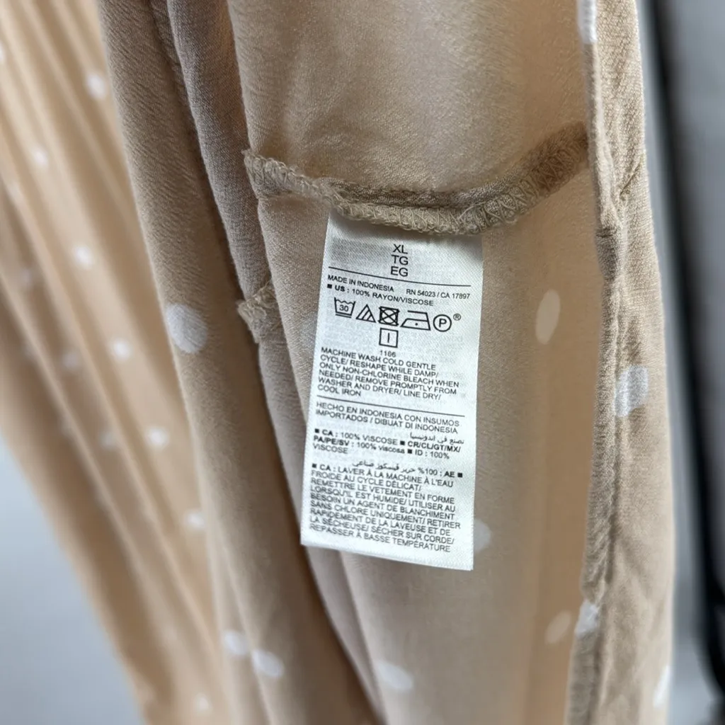 Old Navy Tan Polka Dot Midi Dress maternity ruffle sleeveless XL pockets flowy - Image 12