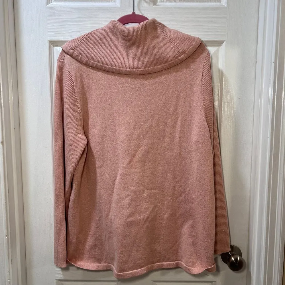 Karl Lagerfeld Paris Blush Pink Funnel Neck Sweater Pullover w/Kangaroo Pckt-XL - Image 6