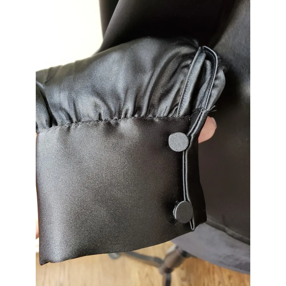 Intempo Top Blouse Womens Small Black Satin Keyhole Front Long Sleeve Mock Neck - Image 12