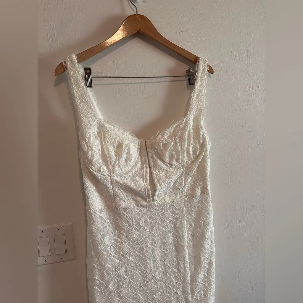 ASTR The Label Corset Sheath Lace Midi Dress in White Sz XL - Image 5