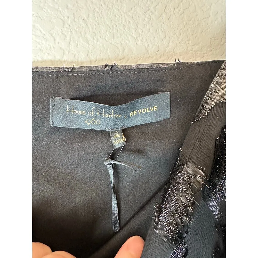 HOUSE OF HARLOW 1960 x REVOLVE Puff Sleeve Square Neck Metallic Mini Dress Small - Image 9