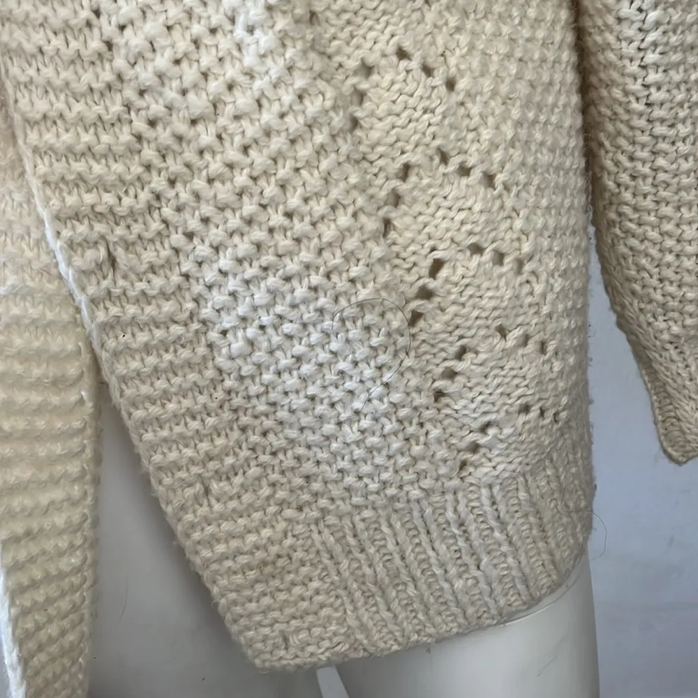 Vintage Womens Traditional Ivory Irish Wool Aran waffle oversized knit shacket Size undefined - Image 3