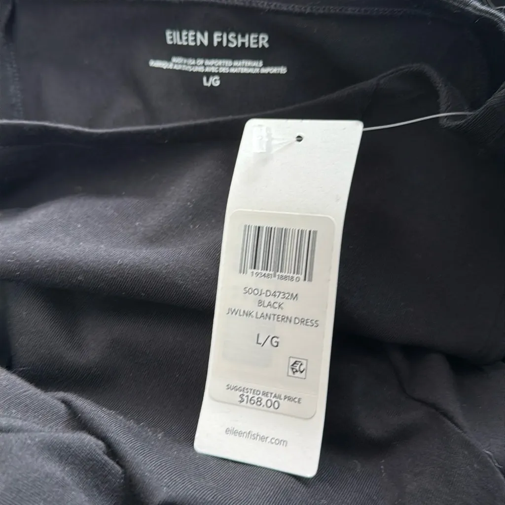 NWT Eileen Fisher Organic Cotton Blend Lantern Dress stretch Jersey L - Image 2