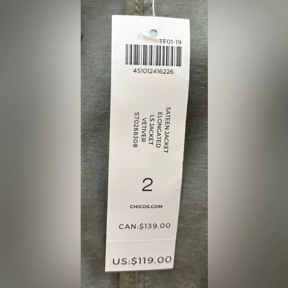 NWT Chico’s Elongated Sateen Utility Jacket - Image 10