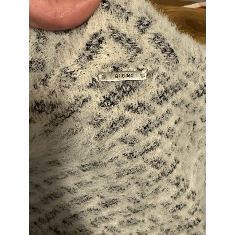 Sioni Cardigan Sweater Women Size M Black White Open Front Soft Long Preppy City Size M - Image 11