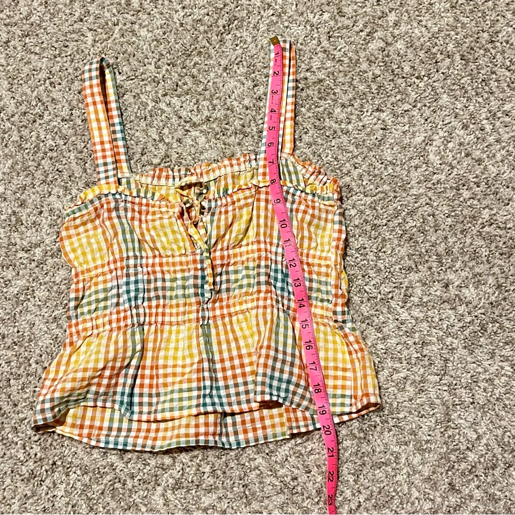 Madewell Gingham Fall Boho Top Size Small - Image 5