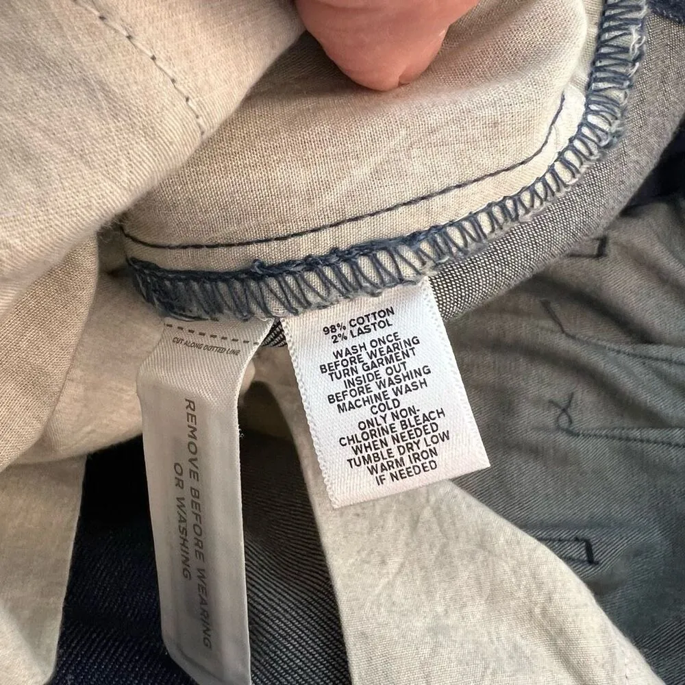 Loft Dark Blue Solid Zipper Pockets Cotton Blended Denim Mini Skirt Size 4 - Image 6