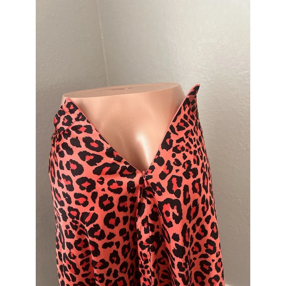 Worthington Size 16 Cheetah Leopard Animal Print Skirt Coral Pink & Black NWT - Image 6