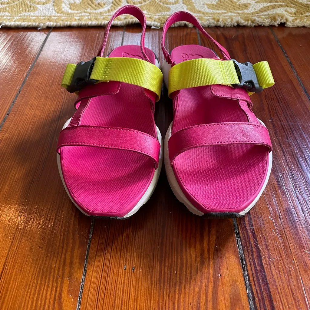 Sorel Kinetic Impact Sling Leather Sandals Pink Yellow NL4939-612 Women 8.5💛 - Image 8