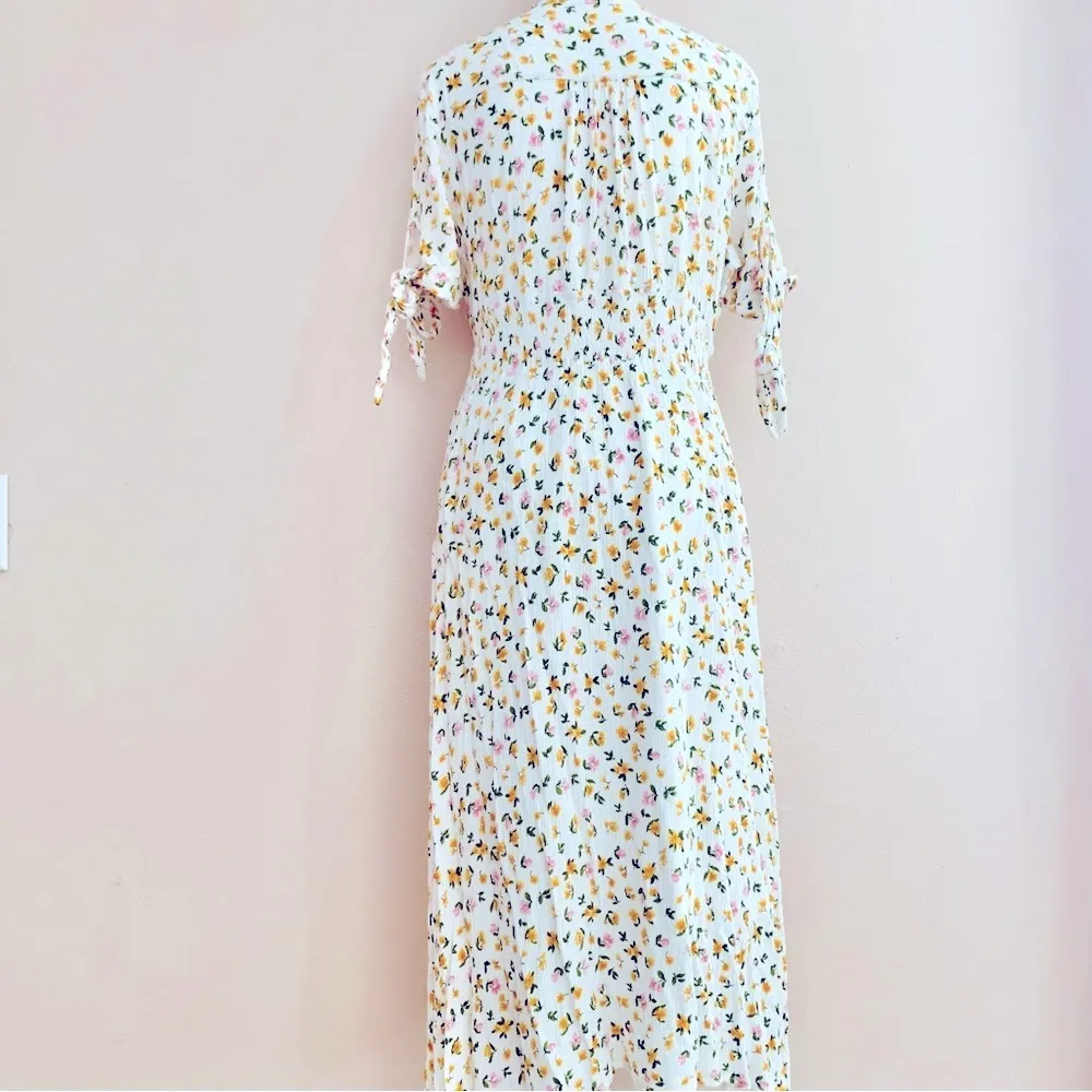 Reborn J White Pink & Yellow Floral Print Pleated Dress. Size 1X - Image 7