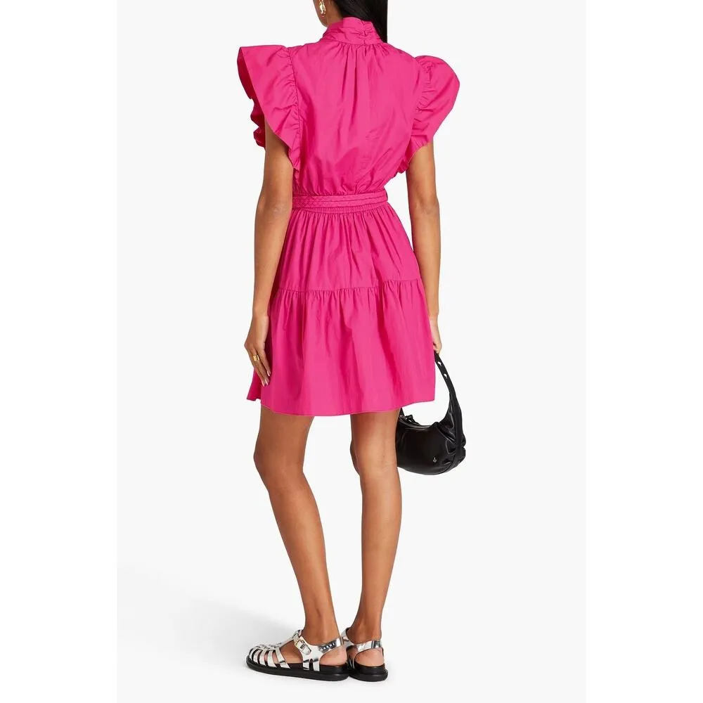 DEREK LAM 10 CROSBY Finn Pink Belted Ruffled Cotton - Image 4