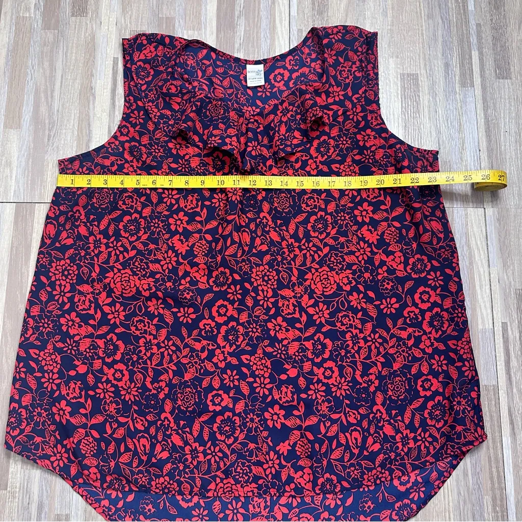 Women's Plus Size Floral Sleeveless Top in Red and Blue Size 1X - Image 5