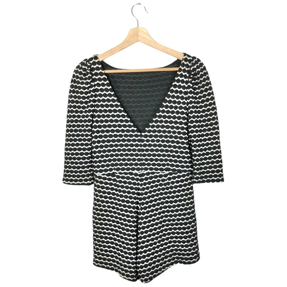 Boutique Ark & Co Black & Ivory Printed 3/4 Sleeve Romper M - Image 21