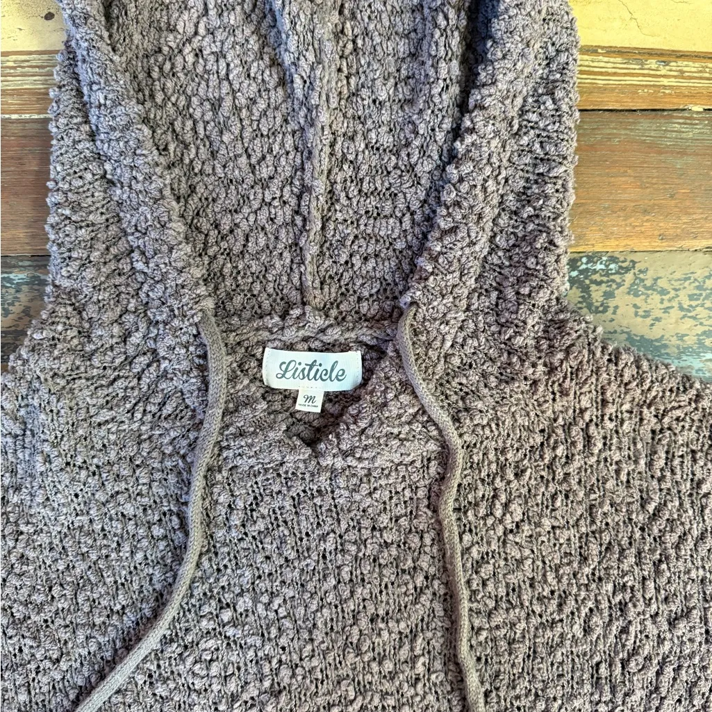 Listicle Cozy Brown Oversized Hooded Sweater ~ Size Medium 💚🍄 - Image 6