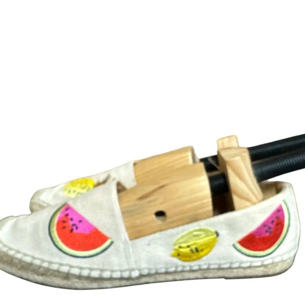 J. Crew Embroidered Summer Fruit Tan Canvas Espadrilles - Image 3