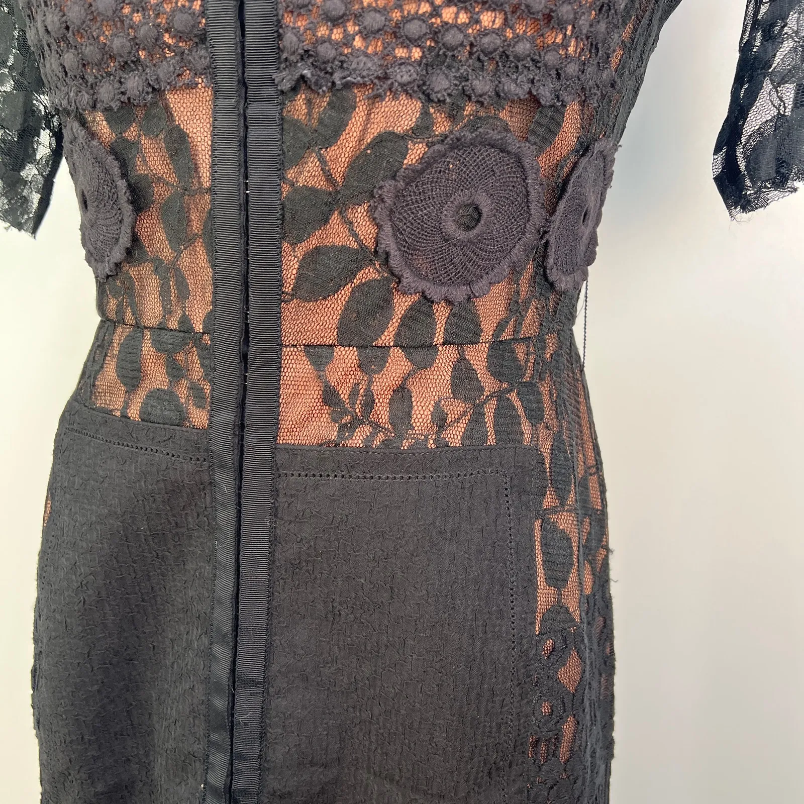 Beguile by Byron Lars Carissima Dress Black Lace Insert Sheath - Image 11