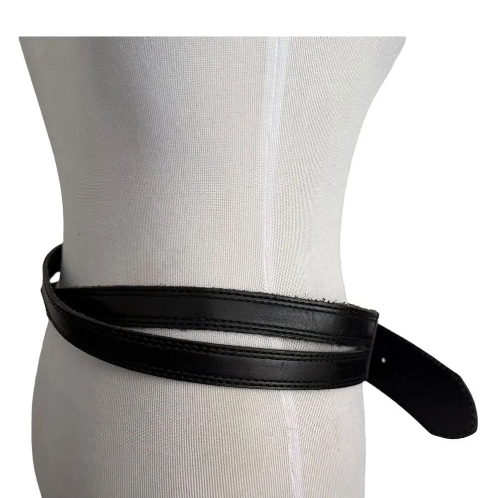 Linea Pelle Black Leather Gold Buckle Crisscross Waist Belt Women Size M BOHO‎ Size M - Image 7