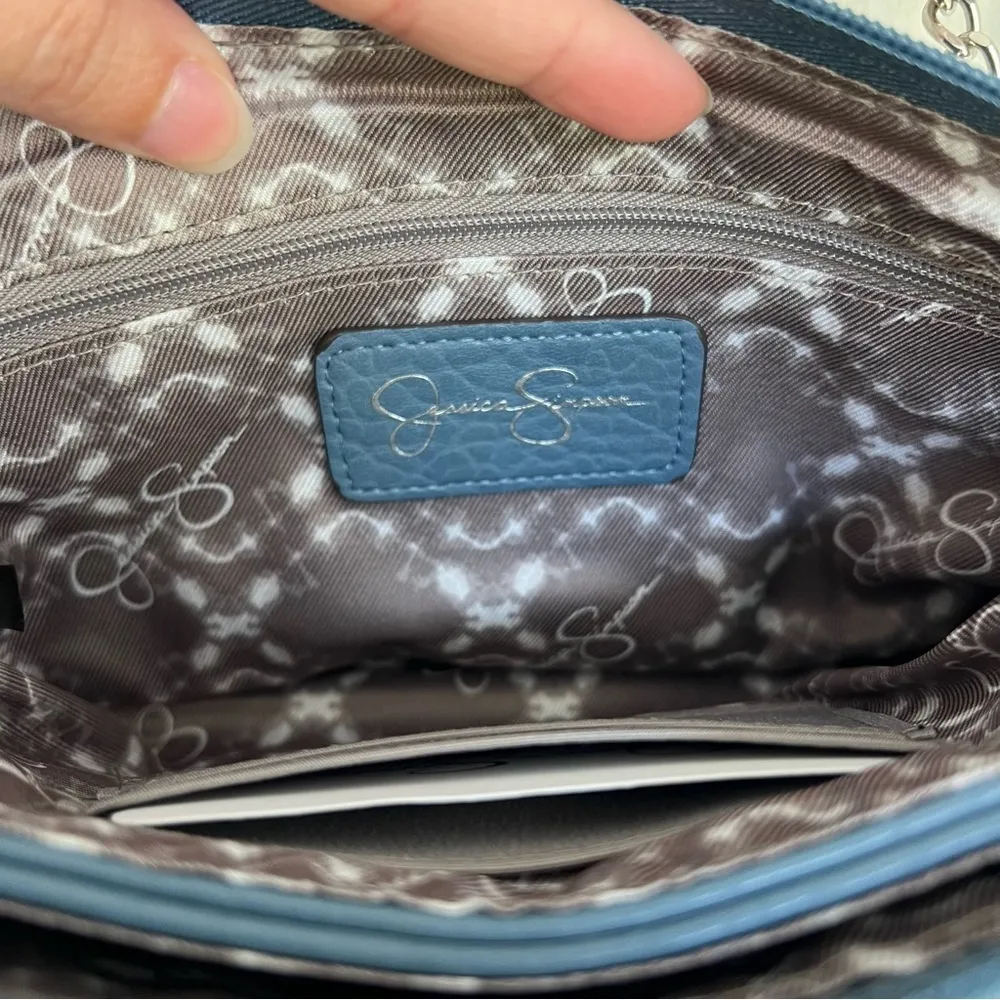 NWOT Jessica Simpson Mason top zip crossbody bag cornflower blue - Image 11