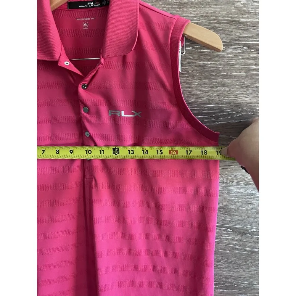 RLX RALPH LAUREN Size L Pink Polo Golf Tailored Fit Piqué Sleeveless New Size L - Image 6