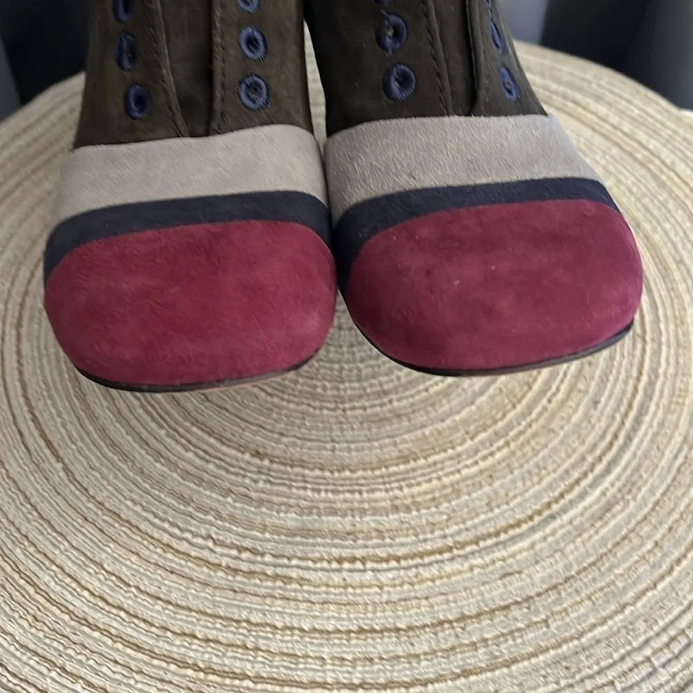 Tory‎ Burch Suede leather colorblock pattern pumps heels sz 6 - Image 8