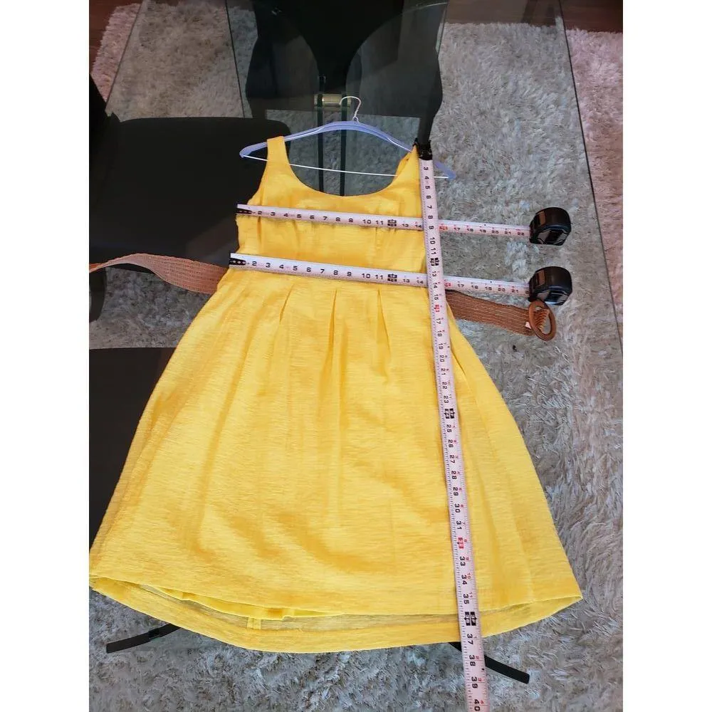 Nine West Dress Womens 10 Yellow Sleeveless Belted Summer Viscose Lined - Image 15
