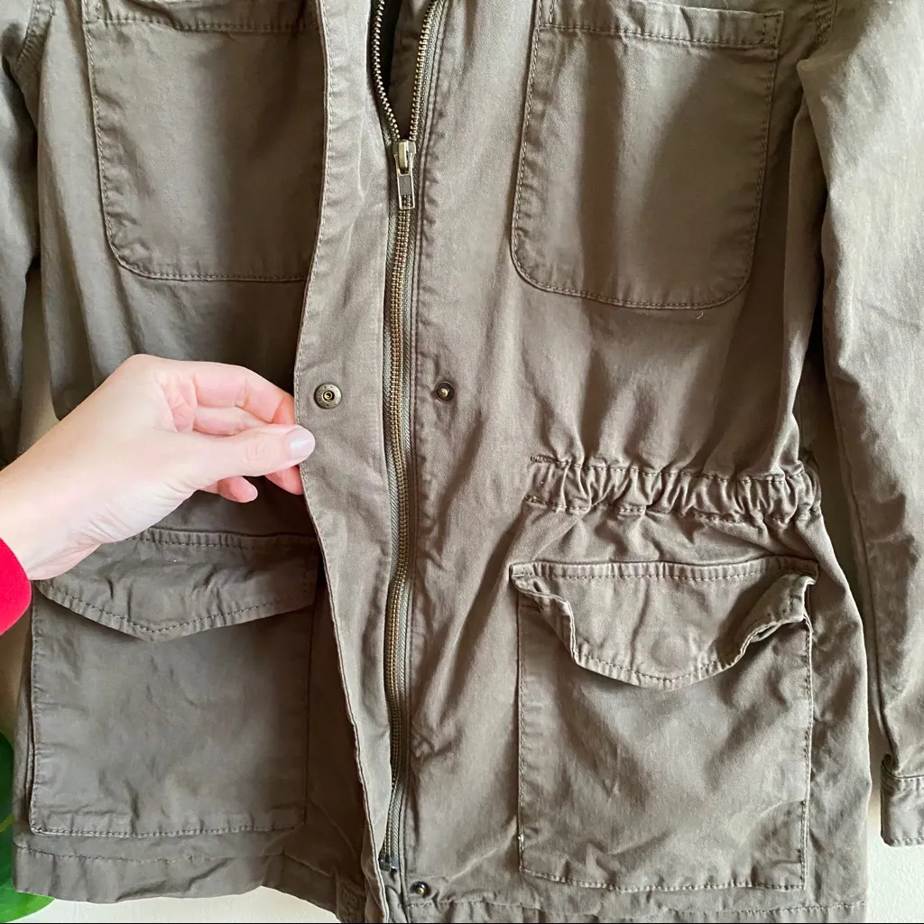 Hinge Utility Jacket Zip Front Army Green Women's Size Small - Image 5