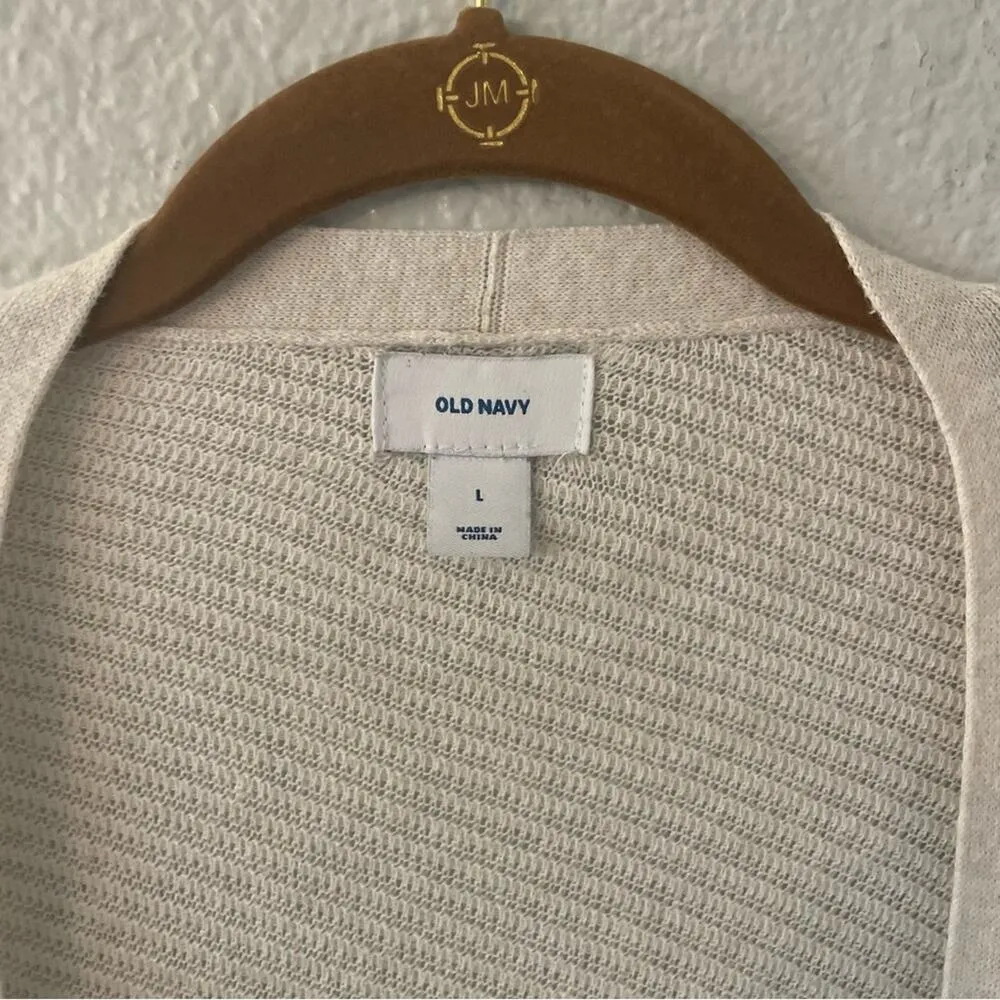 Cream Open Cardigan with Pockets & side slits - Image 2