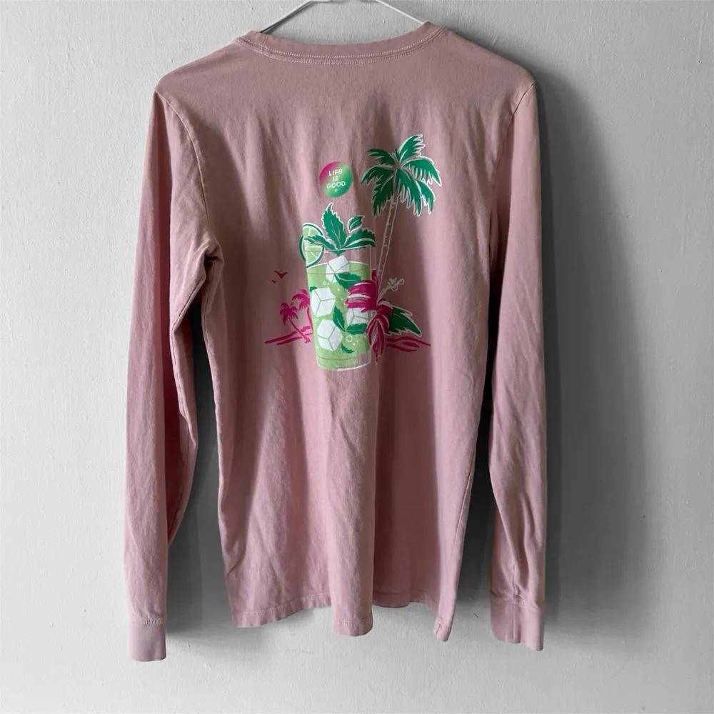 Life is Good Tropical Mojito Long Sleeve Crusher Tee Pink Drink Shirt SZ M - Image 4
