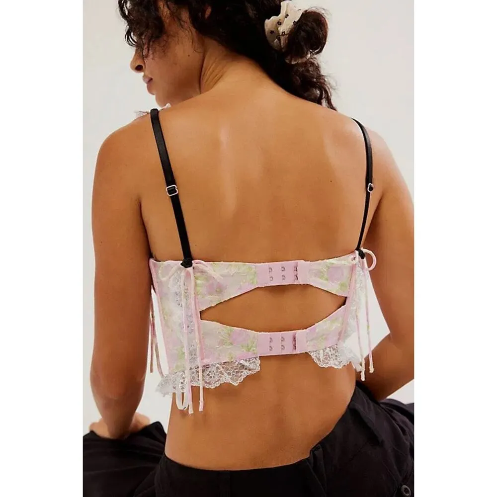 NEW For Love and Lemons Winifred Bustier Floral Ruffle Sleeveless Corset Top XS - Image 5