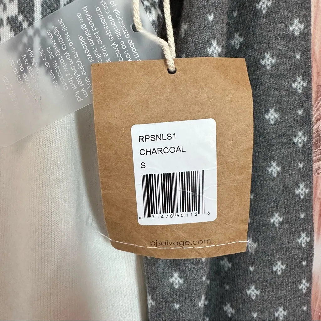 PJ Salvage White Snowed In Gray Fair Isle Print Pajama Top - Image 10