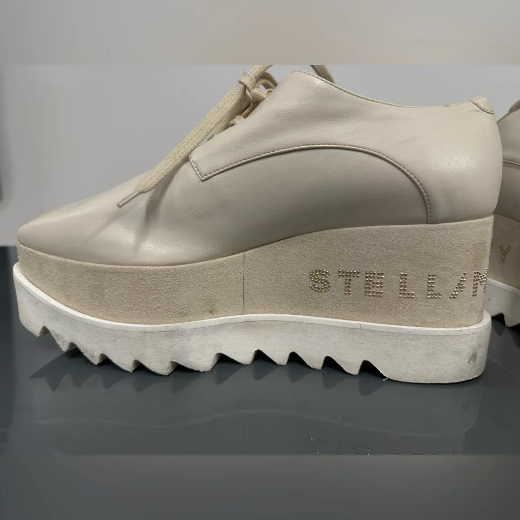 Stella McCartney Elyse Platform Shoes Cream Beige 38.5 - Image 4