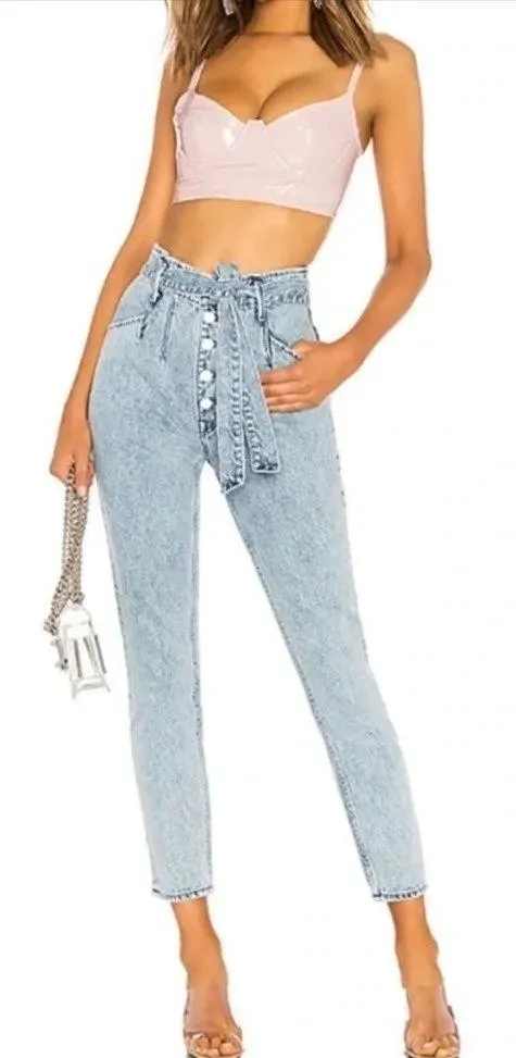 GRLFRND Daphne Ultra High Rise Skinny Jeans Borderlands Light Blue Wash Size 25 - Image 1