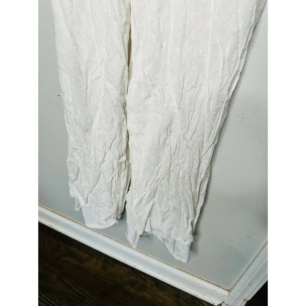 CLUB MONACO White Texture Tie Back V-Neck Jumpsuit Size 8 - Image 7