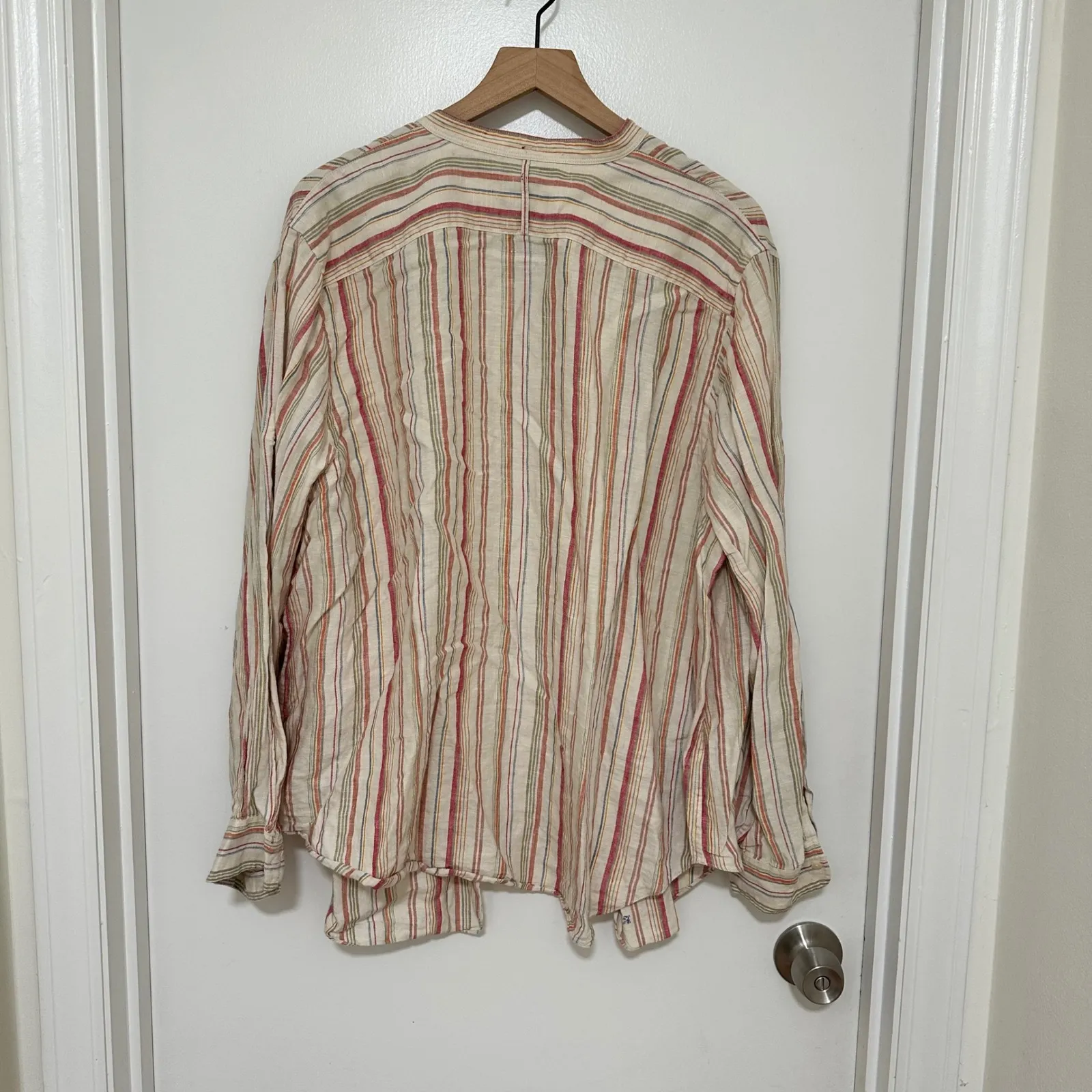 LAUREN RALPH LAUREN | Women's 100% Linen Striped Button Down Shirt, Size 2X - Image 2