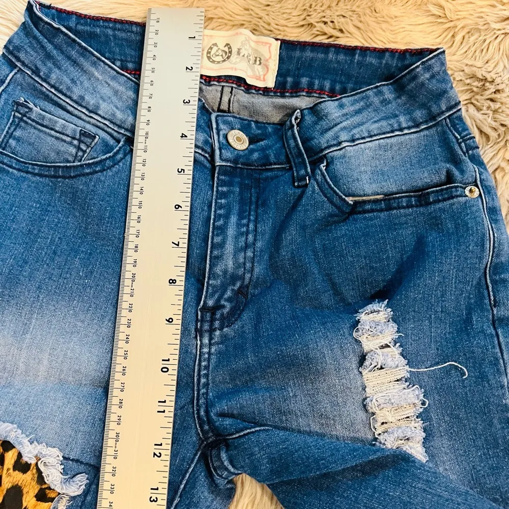 Lucky Blessed Jeans Leopard Print Mid Rise Straight Blue Women Size 6 #4 - Image 4