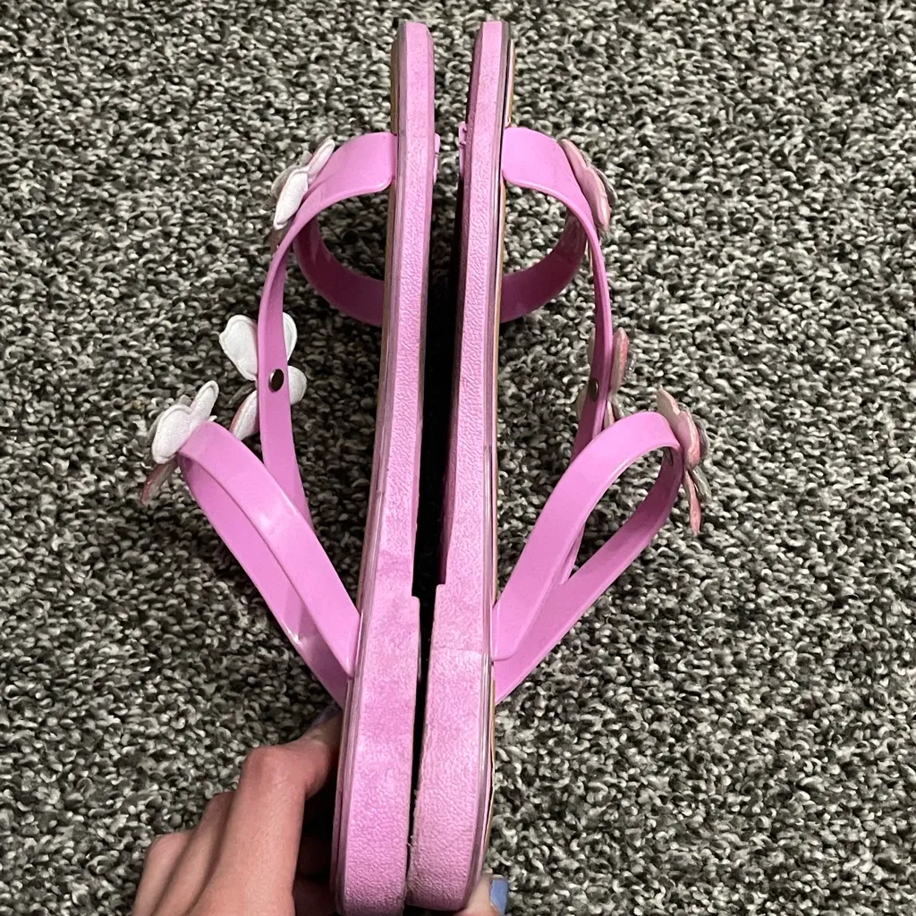 Sole Mates Pink Butterfly Jelly Slide Sandals with Glitter Accents 8 - Image 5