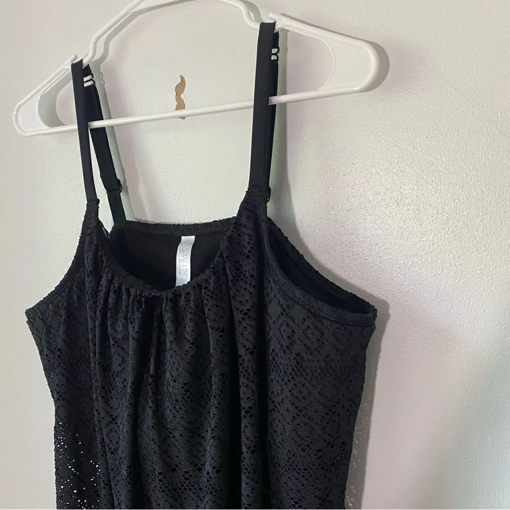 Cacique Swimwear Black Lace Tankini Top Plus Size 22 - Image 4